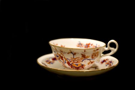 vintage cup and saucer to drink teaの写真素材