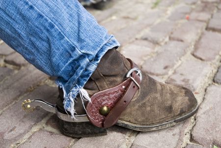 country-boots with spurs for horsesの写真素材