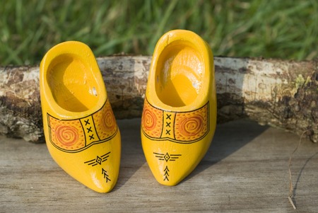 Yellow wooden shoes from Holland