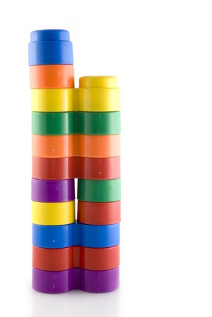 colorful block to build towers and housesの写真素材