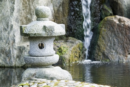 Japanese lantern in Japanese gardenの写真素材