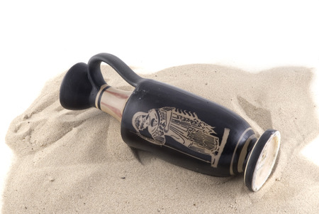 Old Greek vase with classic paintings on itの写真素材