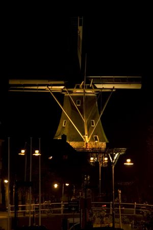 windmill by night in Hollandの写真素材