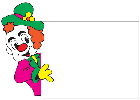 Clown with whiteboard for your textのイラスト素材