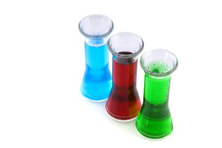glasses with colorful liquid in the laboratory