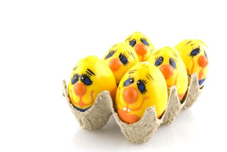 six funny easter eggs in egg box