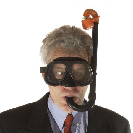 business man is keep on breathingの写真素材