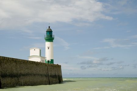Lighthouse at the coast from Normandy Franceの写真素材