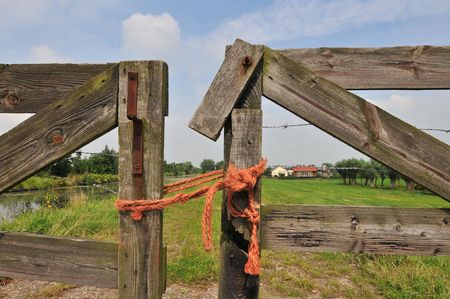 closed fence in the landscapeの写真素材