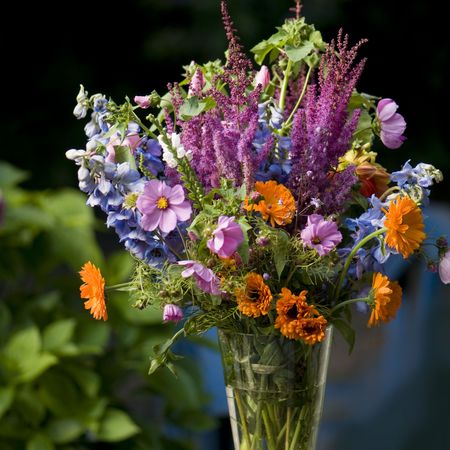 bunch with flowers outdoorの写真素材