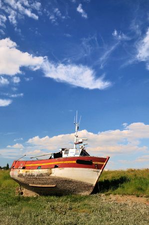 Damaged boat at the coast from Normandy