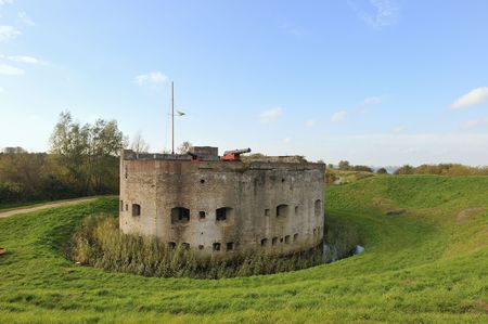 Bastion in landscape in Holland Muidenの写真素材