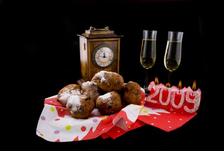 New years eve with clock and champagneの写真素材