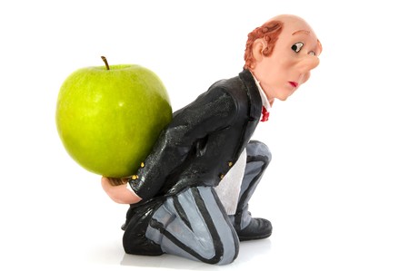 serving an apple in the restaurantの写真素材