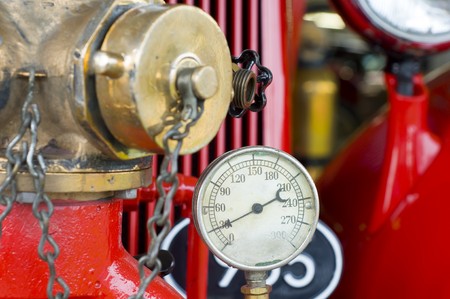 manometer at the fire brigade automobileの写真素材