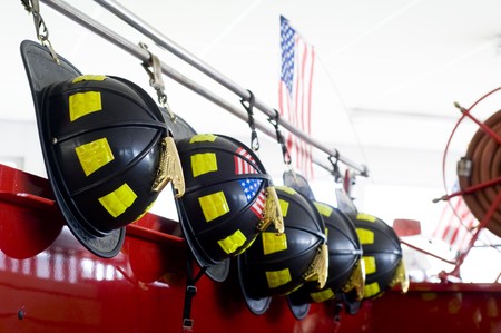 black fire brigade helmetsの写真素材