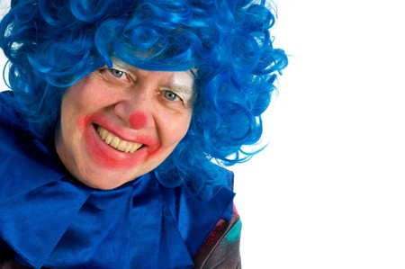 Elderly clown in blueの写真素材