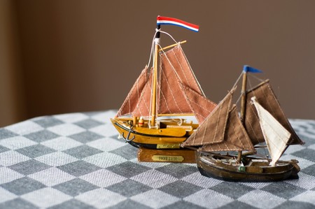 Dutch miniature classic fishing boatsの写真素材