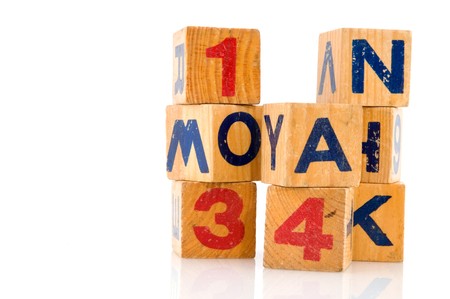 Old vintage blocs with numbers and alphabet