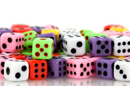 Many dices in different colorsの写真素材