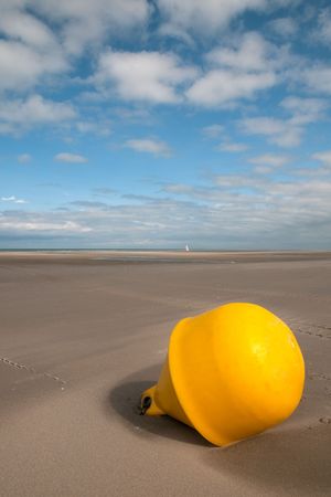 Yellow beacon at the beachの写真素材