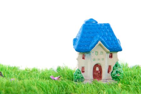 concept house in landscape from grassの写真素材