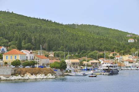 Greek fisherman village at the island Kefaloniaの写真素材