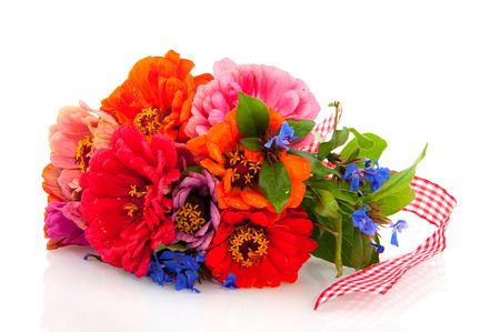 colorful bouquet of flowers as a giftの写真素材