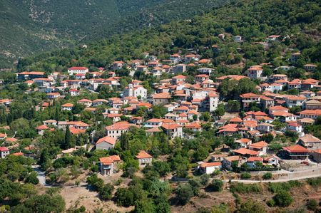 Little Greek village in the Peloponnesos called Andretsinaの写真素材