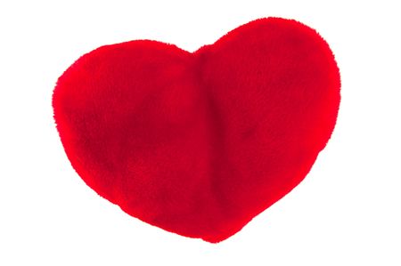 Red plush pillow for my Valentine isolated over whiteの写真素材
