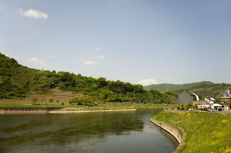 Landscape with river the Moselle in Germany