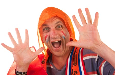 Dutch soccer fan dressed in orangeの写真素材