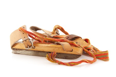 Dutch culture with skates in winter time isolated over whiteの写真素材