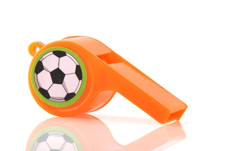 single Dutch soccer whistle isolated over white backgroundの写真素材