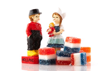 Symbols from Holland with little puppets and candyの写真素材