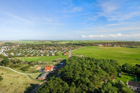 landscape taken from the lighthouse at the Dutch wadden island Amelandの写真素材