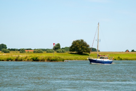 Landscape with river the Lek in Hollandの写真素材