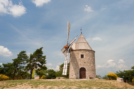 Windmill in the France Provence at the village Montfuronの写真素材