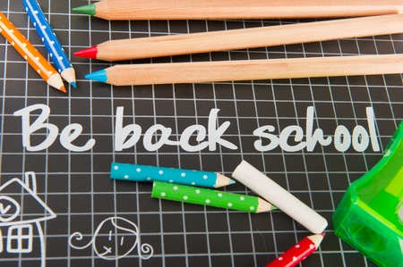 Back to school with al school needs isolated over white background