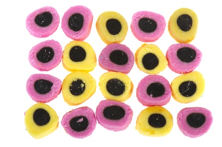 All sort liquorice as colorful candy in patternの写真素材