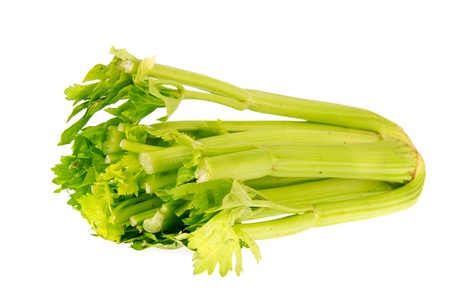 Fresh bunch of celery isolated over white backgroundの写真素材