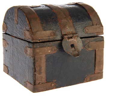 Old antique wooden treasure box