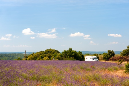 Traveling with mobile home in the French Provenceの写真素材