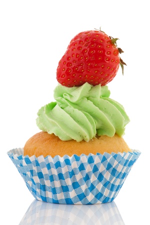 Colorful fruit cupcake with strawberriesの写真素材