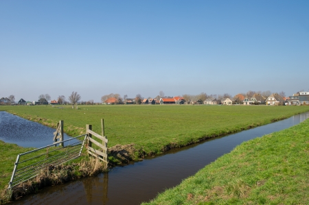 Typical Dutch landscape with meadows and ditchesの写真素材