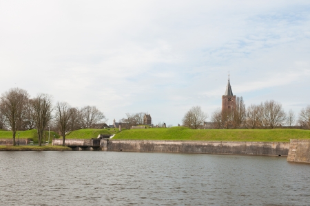 Landscape with fortress Naarden and villageの写真素材