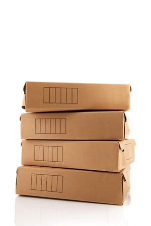 Carton archive boxes isolated over white backgroundの写真素材