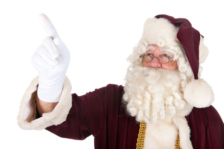 Portrait of the real Santa Claus pointingの写真素材