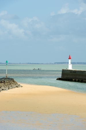 Landscape with beach from Boyard-ville with fort boyard in seaの写真素材