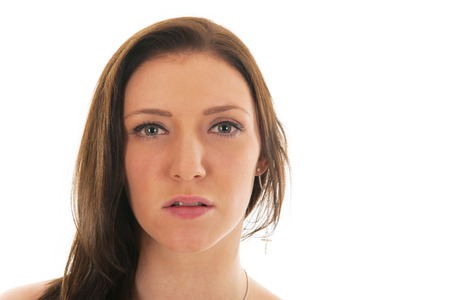 Portrait attractive girl isolated over white backgroundの写真素材